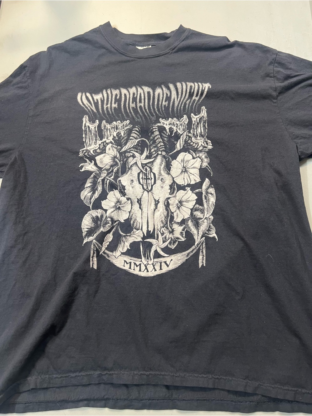 Comfort Colors 2XL Black Graphic T Shirt Skull Floral Back Print Heavyweight Tee